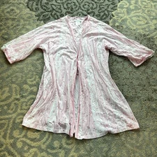 Vintage Earth Angels Floral Striped Robe Pink White Medium