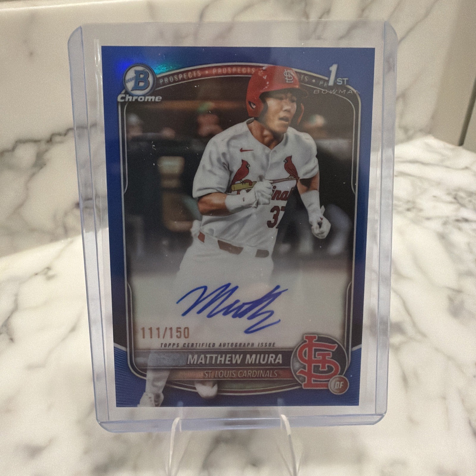 2025 Bowman Draft Chrome Matthew Miura True Blue Refractor 1st Auto /150