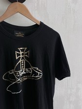 Vivienne Westwood Anglomania Gold Foil Jeans Orb Graphic T Shirt Size XL