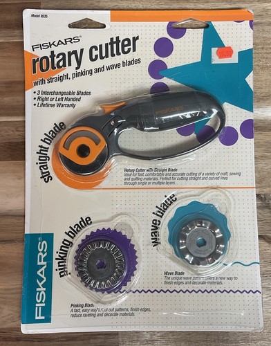 Fiskars Rotary Cutter Straight Pinking and Wave Blades USA