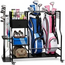 Golf Bag Organizer for Garage, Golf Bag Storage Rack with 6 Club Slots