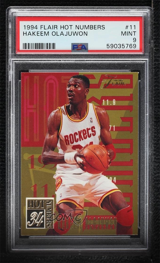 1994-95 Flair Hot Numbers Hakeem Olajuwon #11 PSA 9 MINT HOF 0hc6