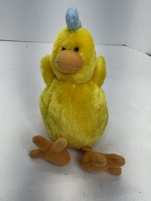 TY Beanie Babies Plush Henley Hen Chicken Stuffed Animal Yellow Blue 6" 2008