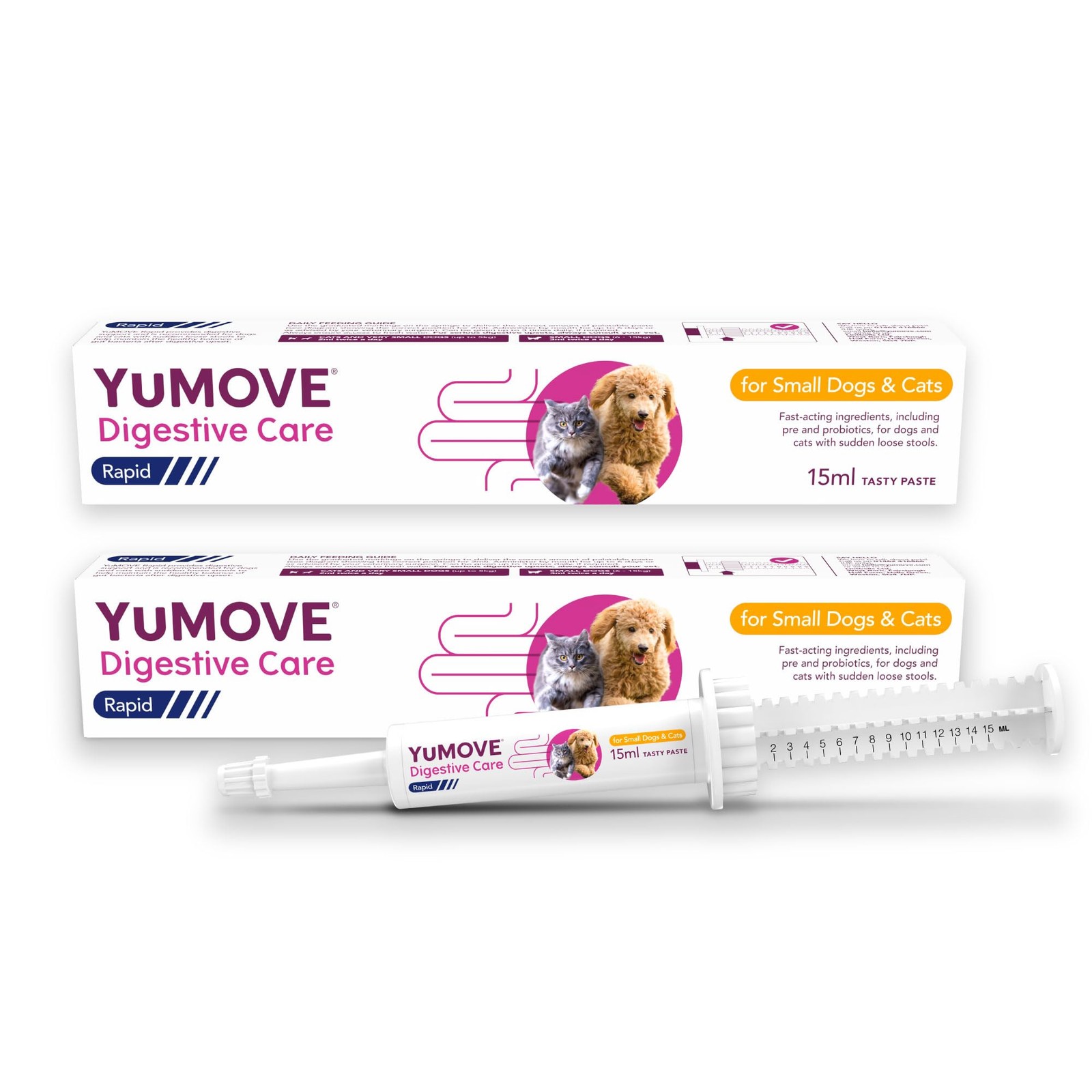 YuMOVE Digestive Care Rapid, Dog & Cats Pre and Probiotic Paste for Gut Health, Digestive Supplements with Fast-Acting Ingredients for Small Dogs & Cats, 2 x15ml - Image 2