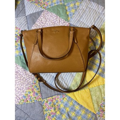 Coach Saddle Brown Pebbled Leather Satchel Crossbody Bag Gold Hardware