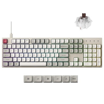 C2 Wired Mechanical Keyboard with 8K Hz Polling Rate, Full Size Custom RGB Ba...