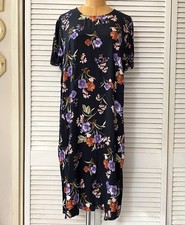 Forever 21 Dress Womens Plus Size 3X Black Floral Short Sleeve Casual Shift