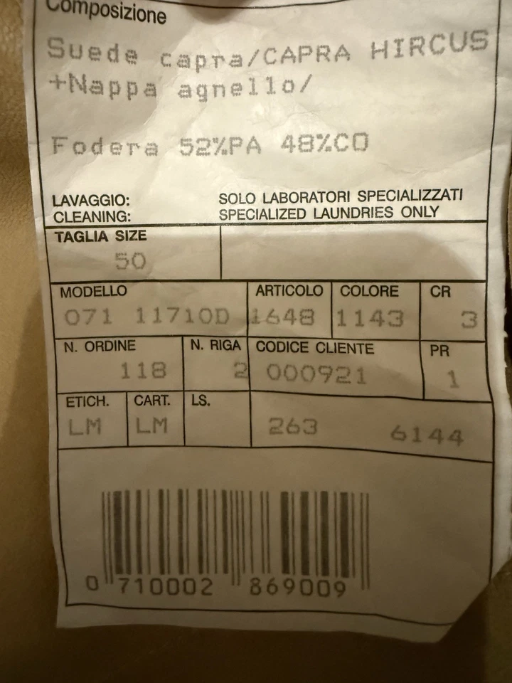 Chaqueta de Gamuza Italiana La Matta Talla 50 Gamuza Cordero Napa Cuero Hecha en Italia Foto 4 de 4