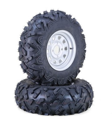 LIBRA ATV Tire Wheel Assembly 25x10-12 6pr on 4-110 PCD 5+2 OS Silver Wheel,SET2