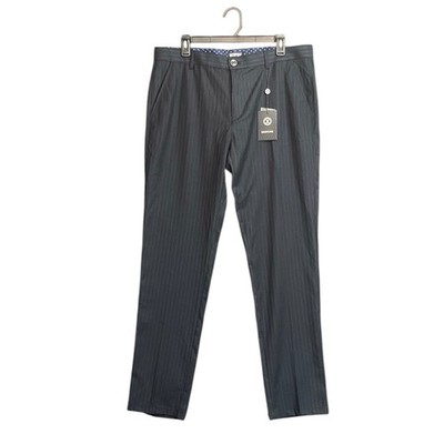 Bespoke Pinstripe Dress Pants Men 34/32 Navy NEW Cotton Lycra Trousers