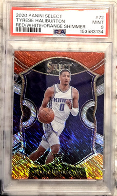 TYRESE HALIBURTON 2020 Panini Select {RED/WHITE/ORANGE SHIMMER} Rookie RC; PSA 9