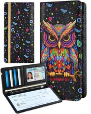 Checkbook Cover for Personal Duplicate Checks - Leather Check Book Colourful