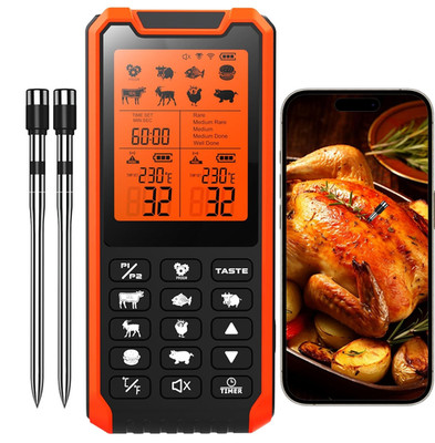 Wireless Meat Thermometer Digital - NIST Certified Accuracy, Dual Monitoring Sta
