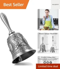 Silver Hand Bell – Loud Call Bell for Bedside, Dinner, Wedding, Christmas & H...