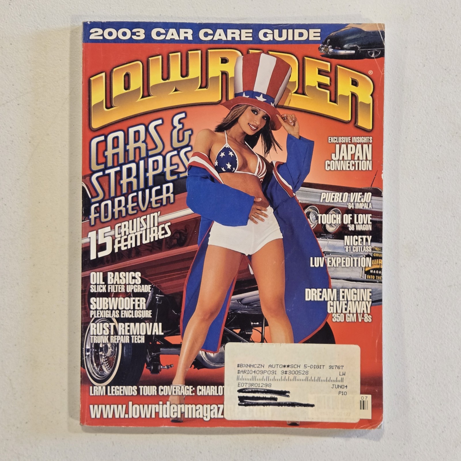 Lowrider - July 2003 MAGAZINE w POSTER - STREET CAR CARE AUTO CUSTOM HOBBY OOP