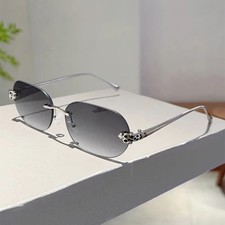 Rimless Oval Sunglasses Gradient UV400 Unisex Classic Casual Fashion Wear
