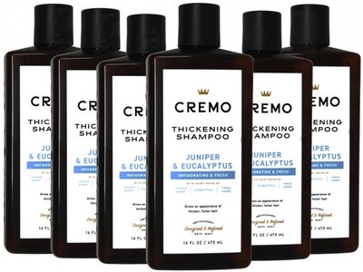 6 Pack - Cremo Juniper & Eucalyptus Barber Grade Thickening Shampoo, 16 Fl Oz