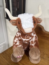 Build A Bear Texas Longhorn Brown Spotted Cow Steer Bull Stuffed Plush Animal