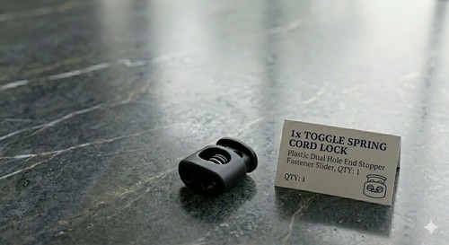 1x Toggle Spring Cord Lock Plastic Dual Hole End Stopper Fastener Slider