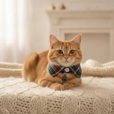 Holiday Ready 2-Pack Plaid Cat Collars with Removable Bow Breakaway Features