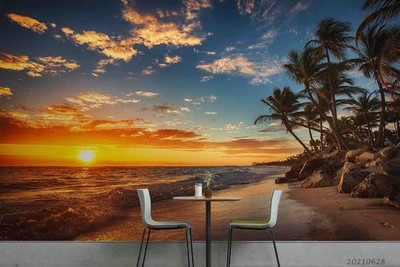 3D Ocean Sky Sunset Landscape Wall Murals Wallpaper Murals Wall Sticker