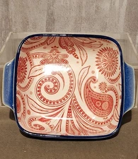 Mini, BIA Floral Paisley Ceramic Square Baking Dish with Handles 4in W X 2 in H