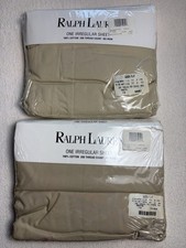 New Vintage Ralph Lauren QUEEN Flat Sheet 100 Cotton Khaki Lot of 2