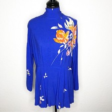Free People blue orange floral open back tunic top / dress size Medium