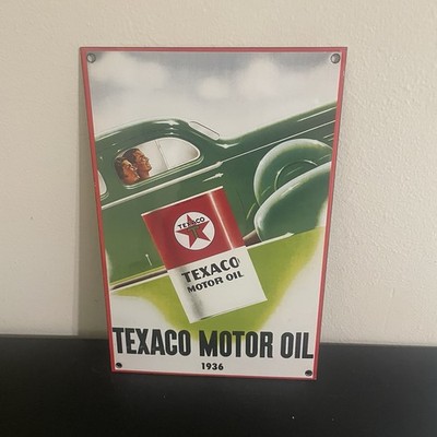 VINTAGE TEXACO TRUCK MOTOR OIL GASOLINE PORCELAIN SIGN
