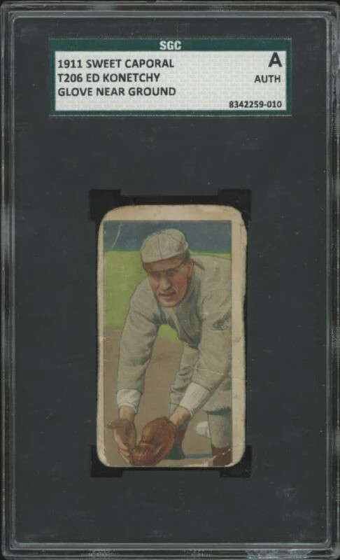 1909 T206 ED KONETCHY PR GLOVE NEAR GROUND SWEET CAPORAL 350-460 SGC A CARDINALS