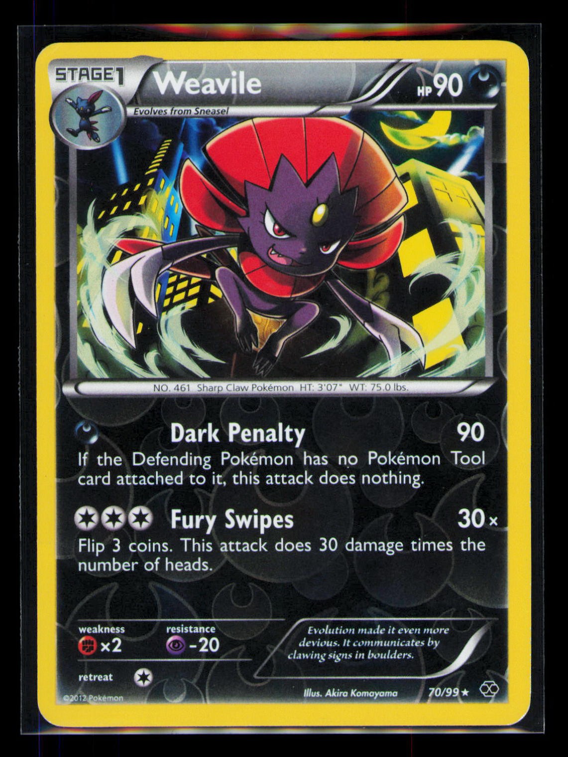 Weavile Reverse Holo Rare Next Destinies 70/99 LP