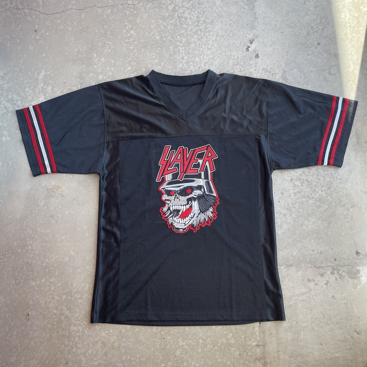 USA製古着◎SLAYER ゲームシャツ XL 丈81 ユニセックス Vintage Slayer Disciple 81 Striped Rock Jersey | eBay