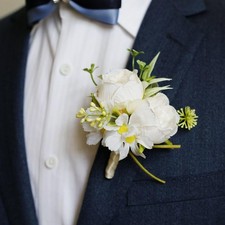 Wedding Rose Boutonniere Groom Flower Buttonholes Prom Suit Decoration for Me...