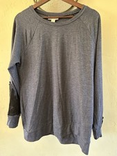Motherhood Maternity Sweatshirt Navy With Black Lace Detail Sleeve Size Large L
