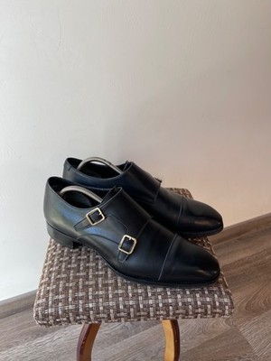 Tom Ford Black Leather Double Monk Strap Shoes Men's Size 11 Made in Italy