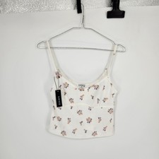 Lounge Women's Small Floral White Cami Tank Top And Shorts Set NWT