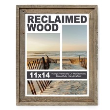 Rustic 11x14 Picture Frame, Reclaimed Barnwood Photo Frame with Tempered Glas...
