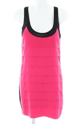 ZARA BASIC Minikleid Damen Kleid Gr. DE 38 neonpink-schwarz Party-Look