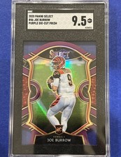 2020 Panini Select Number 46 SGC 9.5 Mint+ Joe Burrow Purple Die Cut Prism