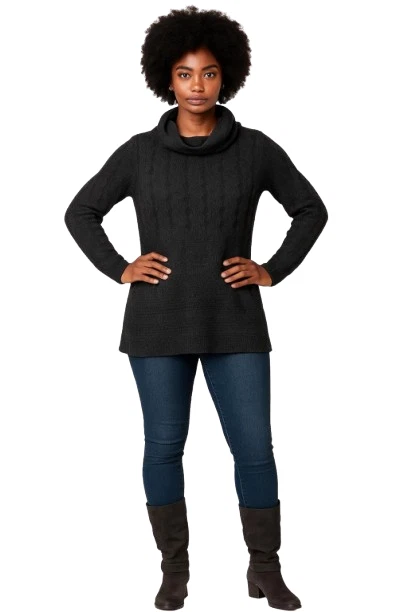 Mujer Gris Tejido con Cable Capucha Cuello Suéter Túnica Manga Larga Otoño Invierno Nuevo con Etiquetas Foto 3 de 4