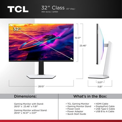 TCL 32R84 32'' R84 Series 4K UHD HDR QD-Mini LED Gaming Monitor