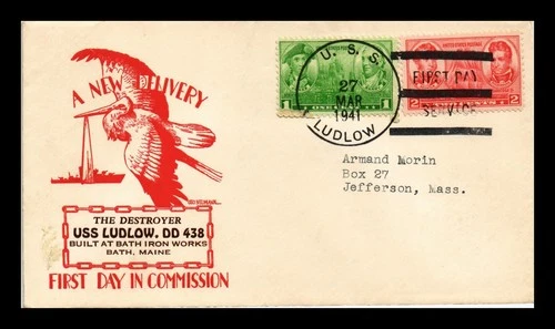 US COVER USS LUDLOW FIRST DAY SERVICE NAVAL CANCEL COMMISSIONING