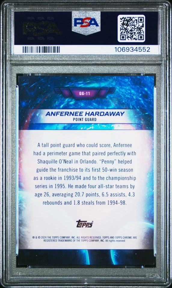 Cosmic Chrome Gold Interstellar Refractor /50 Anfernee Hardaway PSA 10 Pop 1 - Image 2 of 3