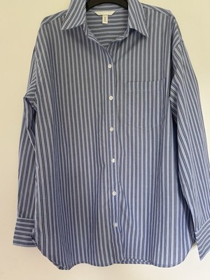H&M Bluse Oversized Hemd Hemdbluse Hellblau Gestreift Gr. S-M NEU