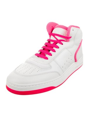 NEW Saint Laurent SL24 High Top Sneakers White Pink Leather Women s 12 +Box/Bags