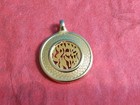Shema Hebrew Prayer Charm Pendant, Judaism, Gold Plated, Round 25mm D, Pre-owned — photo 1