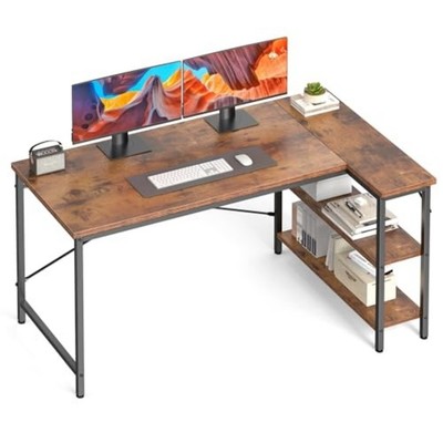 フクれいみデスク L-Shaped Office Desk Computer Desk with Reversible Storage Rack | eBay