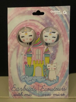 Gabby Goods Unicorn Cat Earbuds With Mic New Sealed Pkg 