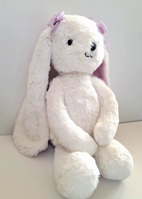 Bedtime Originals Lambs Ivy Plush 12  White Bunny Rabbit Purple Ears Sasha