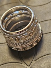 Stunning Sterling Silver 925 Cubic Zirconia 4-Piece Stackable Ring Set Size 9